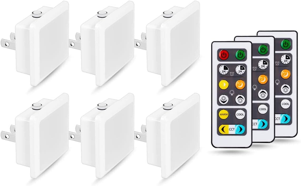 JandCase Plug in Night Light, LED Dimmable Night Light, 3000K (Remote Control)