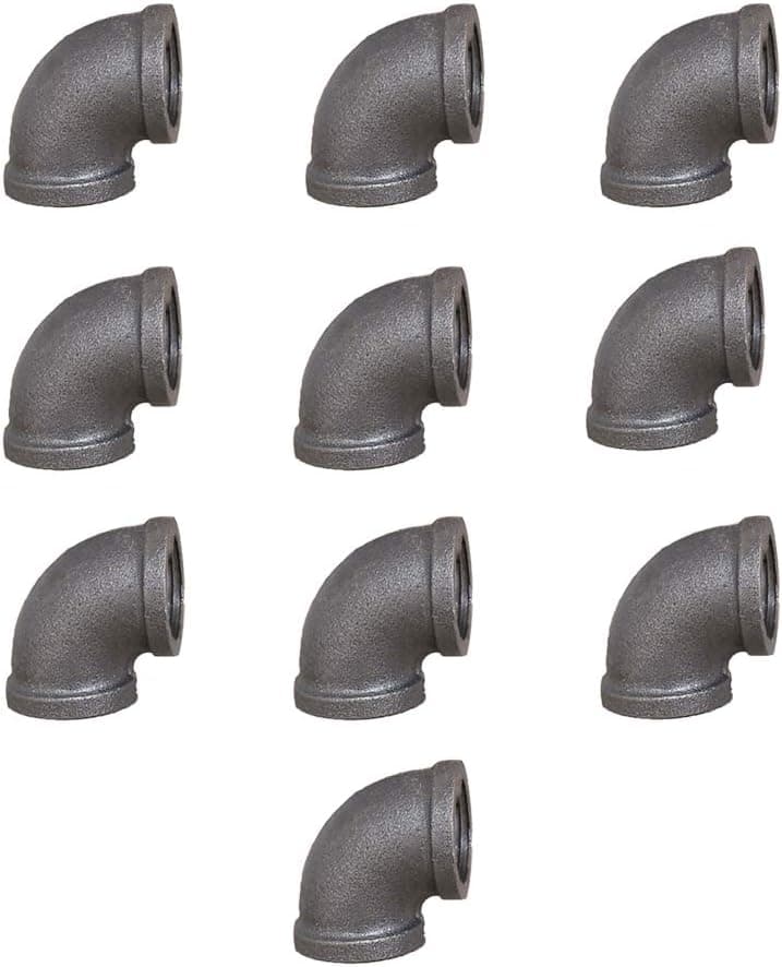 GeilSpace Elbow, Malleable Iron Pipe Fittings - Vintage DIY Industrial Shelving, Industrial Decor, Furniture DIY (1/2", Grey)