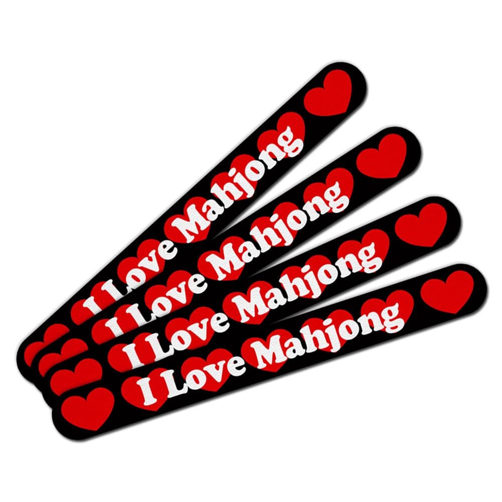 Double-Sided Nail File Emery Board Set 4 Pack I Love Heart Sports Hobbies I-M - Mahjong