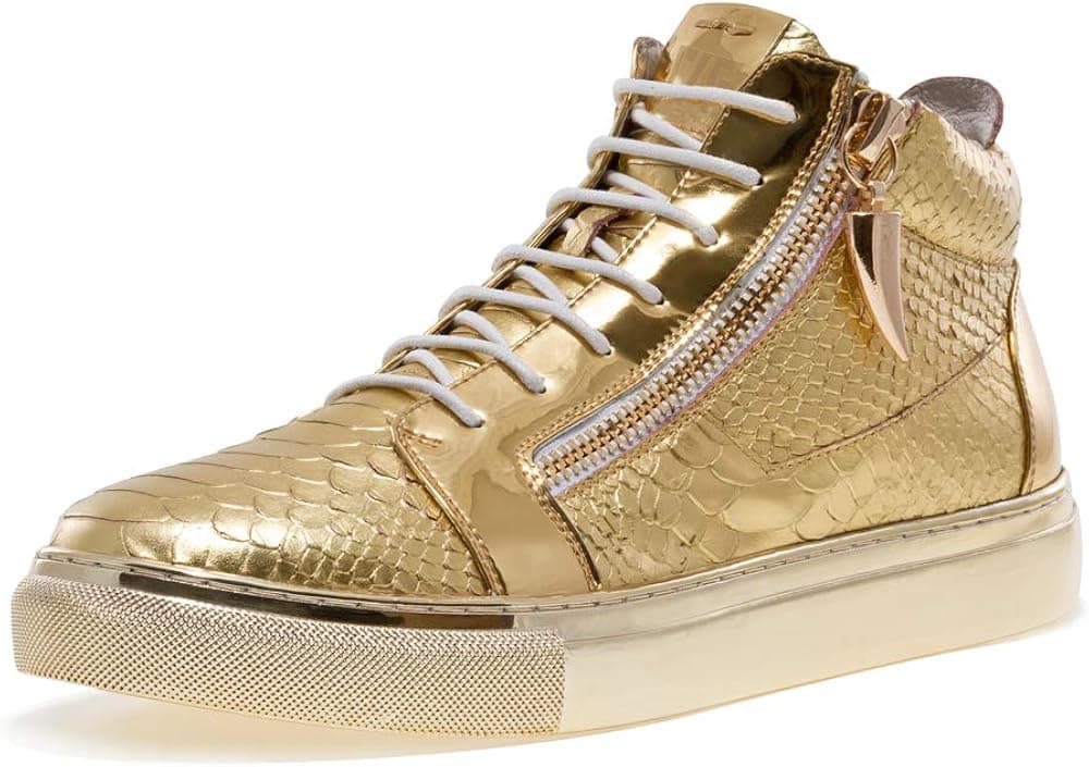 J75 by Jump Men's Zack Stylish | Light Weight | Leather Upper | Round Toe | Lace-up & Double Side Zipper | Running | Walking | Mid-top Fashion Sneakers for Men