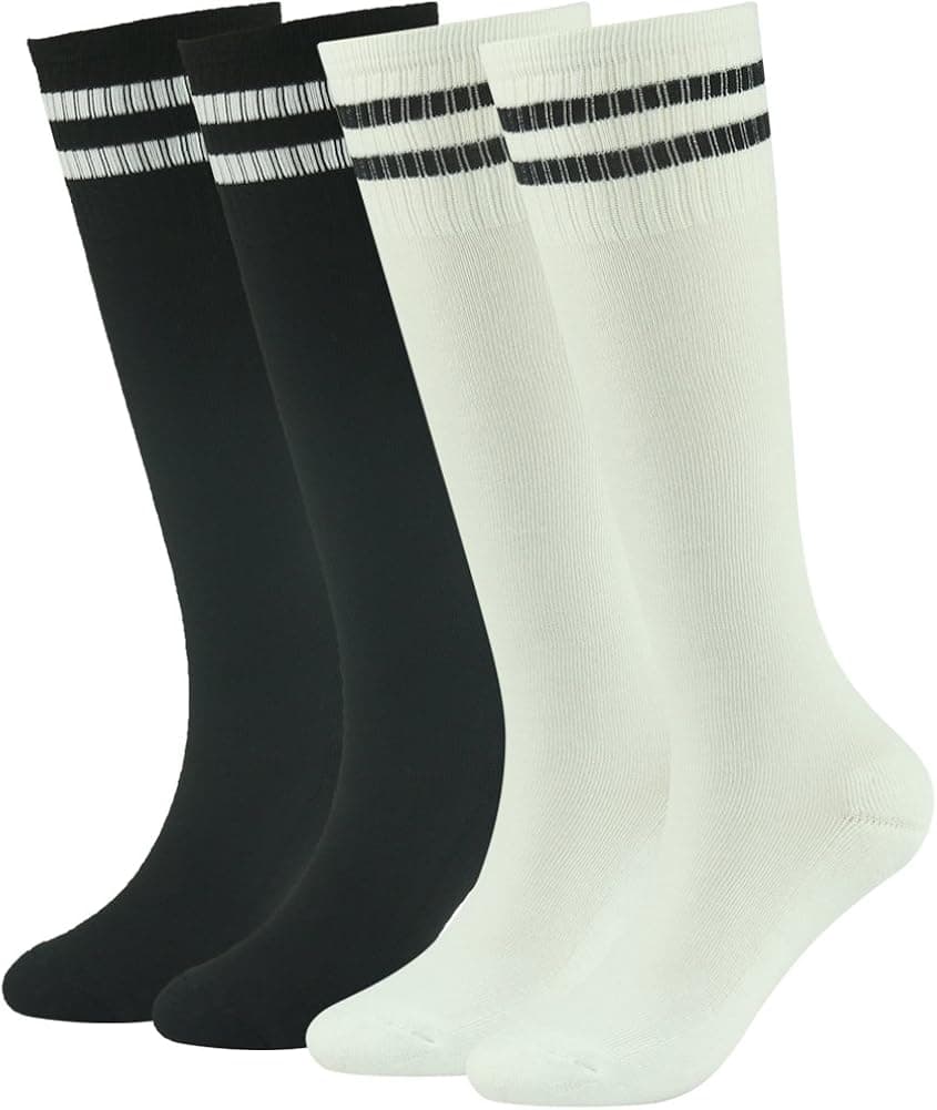 Team Soccer Socks Lucky Commerce Knee Length Striped Unisex Sports Socks for Boys 2/6/10 Pairs Green