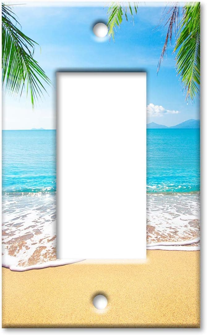 Art Plates 1-Gang Rocker (Decora) OVERSIZE Switch Plate - OVER SIZE Wall Plate - View from the Sand on Beach