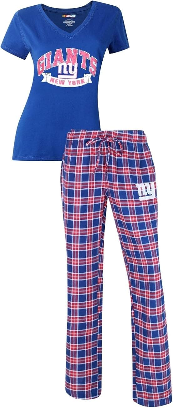 New York Giants NFL "Medalist" Women's Shirt & Flannel Pajama Pants Sleep Set