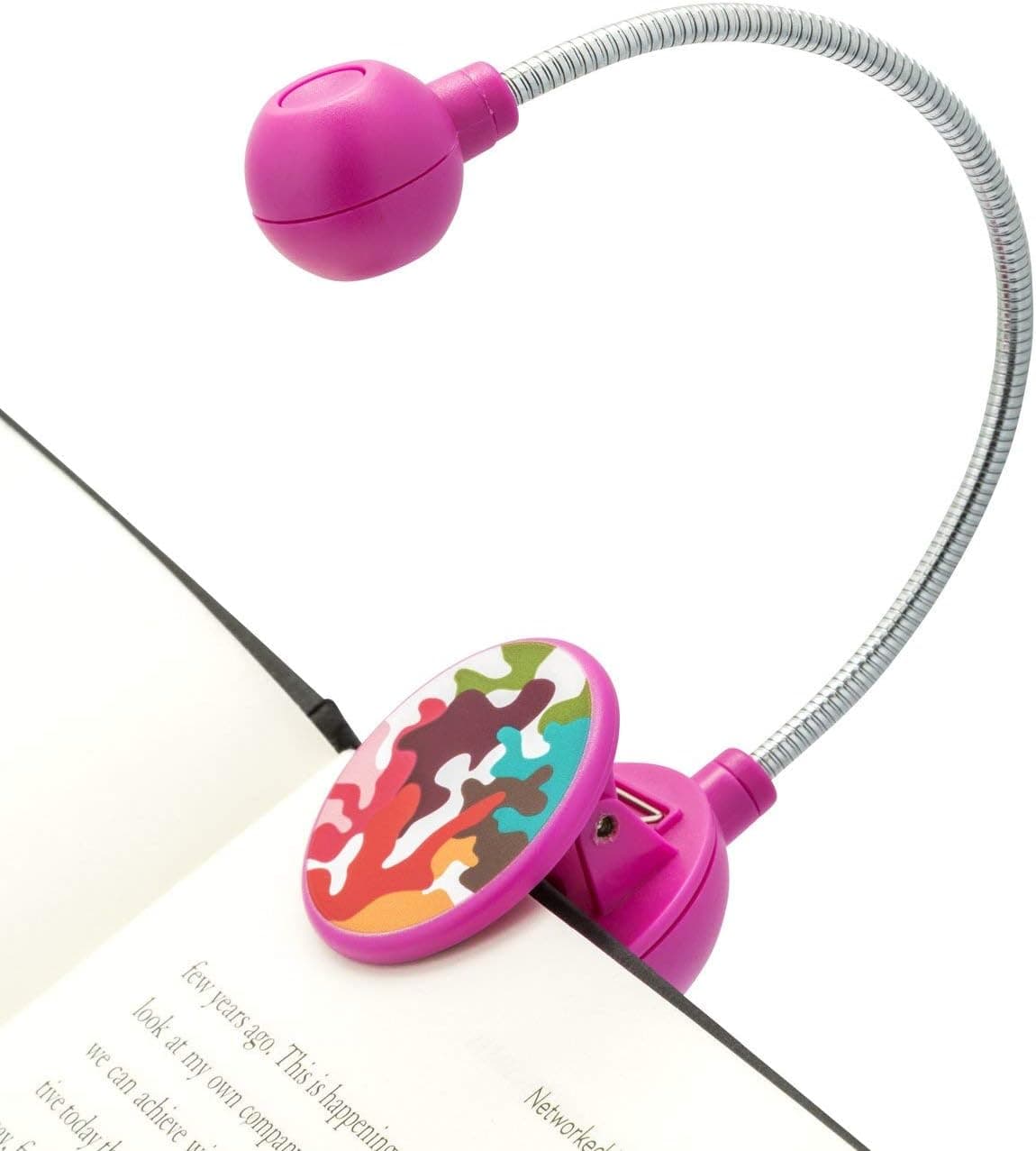 WITHit French Bull Book Light – Pink Glamo – LED Reading Light with Clip for Books and eBooks, Reduced Glare, Portable and Lightweight, Cute Bookmark Light for Kids and Adults, Batteries Included