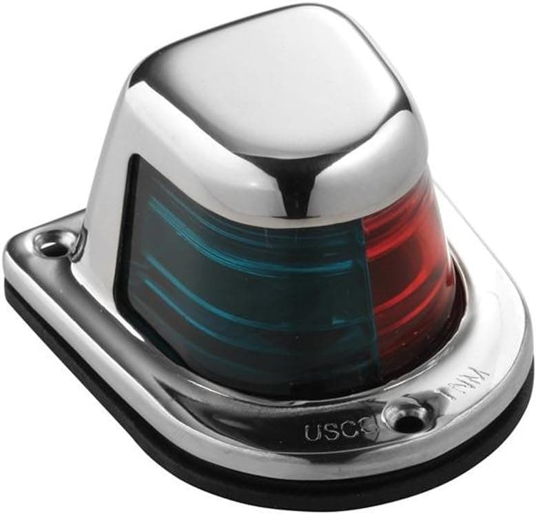 Attwood 1-Mile Deck Mount, Bi-Color Red/Green Combo Sidelight - 12V - Stainless Steel Housing