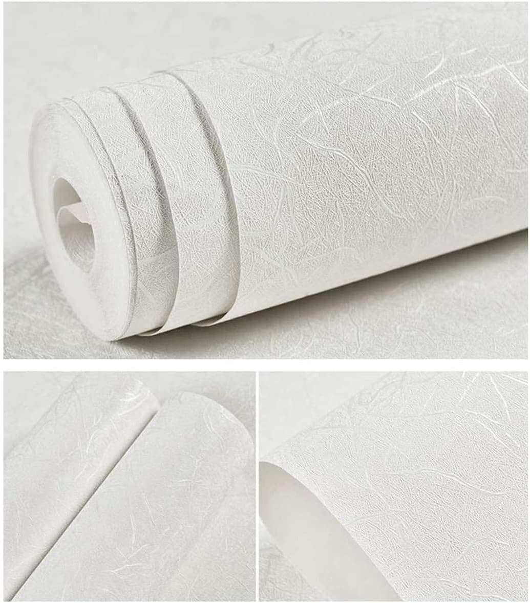 Abyssaly White Wallpaper Peel and Stick Wallpaper 15.7 inch X 196.8 inch Self Adhesive Embossed White Removable Kitchen Wallpaper Vinyl Film White Textured Wallpaper Cabinet Shelf Paper