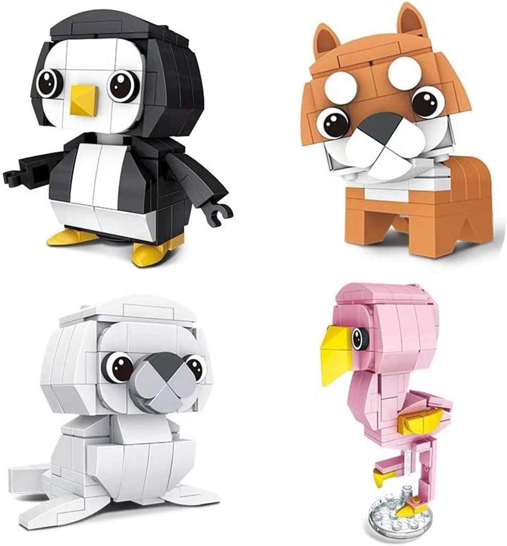 Tiferr 4 in 1 Animals Building Block for Creative Play,Buidling Blocks Toys for Kids Creative Kit(453pieces) (Black - Pink)