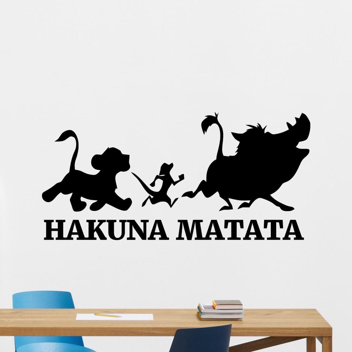 Hakuna Matata Wall Decal Lion King Vinyl Sticker Cartoons Wall Art Timon Pumbaa Nursery Modern Design Kids Room Decor Housewares Bedroom Decor Removable Wall Mural 163xxx