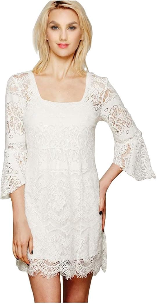 CA Mode Women Twinset Floral Lace Cocktail Prom Party Dress Set Camisole Tank Medium White