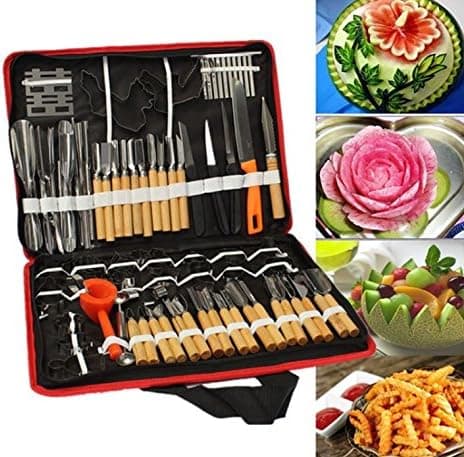 80pcs/Set Portable Vegetable Fruit Food Wood Box Peeling Carving Tools Kit Pack-（Two leading is sharp, the other may not be very sharp）