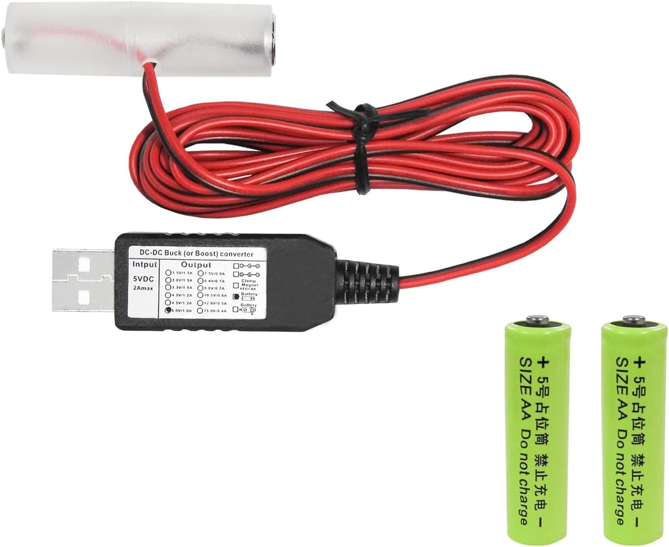 USB Power Converter DC Buck Boost Battery Eliminator Replace 1 to 4pcs 1.5V 3V 4.5V 6V AA AAA Connect (3-AA 4.5V)