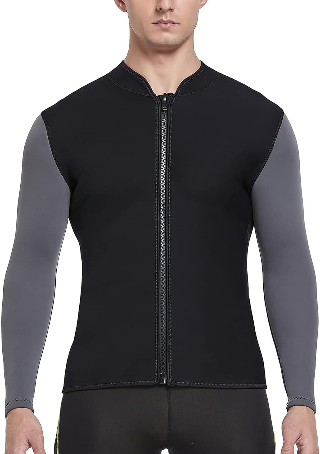 DEHAI Wetsuit Top Jacket Women Men 2mm Neoprene Long Sleeve Wet Suit Shirt Front Zipper Water Sports Keep Warm for Diving Swimming Surfing