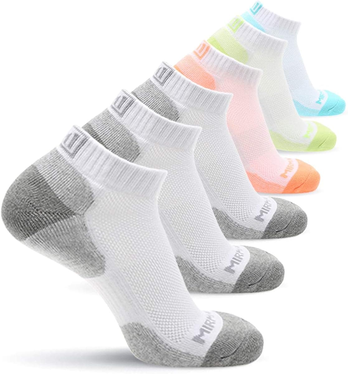 MIRMARU High Performance 6 Pairs Low Cut Athletic Running Cushion Sports Socks for Men & Women