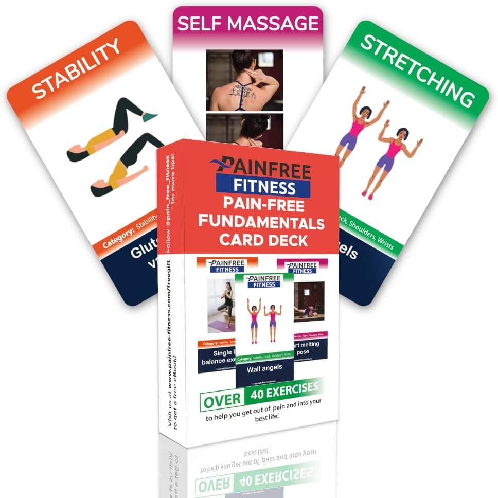 (50+ Cards) Pain Relief Flashcards by Pain-Free Fitness, Exercise Cards Suitable for Stretching & Foam Rolling, Chronic Pain, Fibromyalgia, Physical Therapy, Instructional Card for Beginner, home, gym