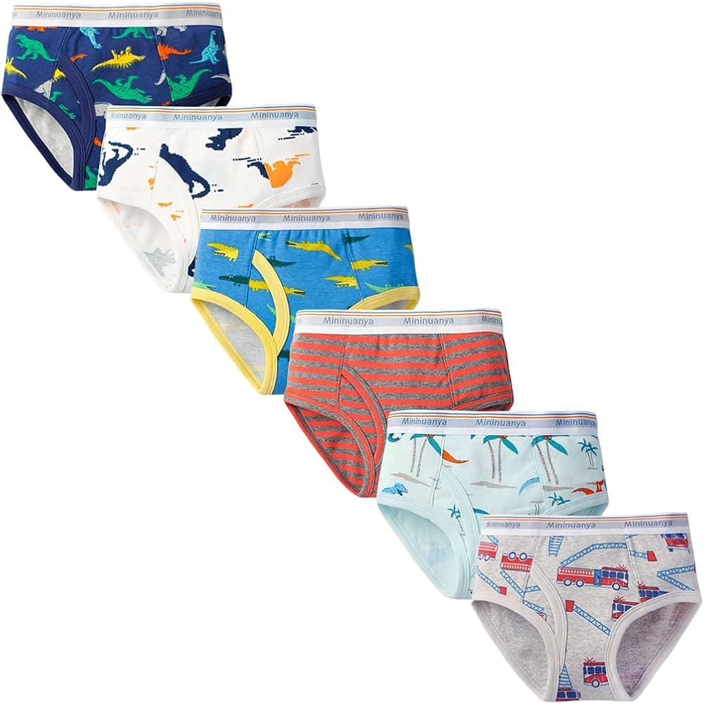 Boys Underwear Briefs 100% Cotton Toddler Kids Undies 6 Pack