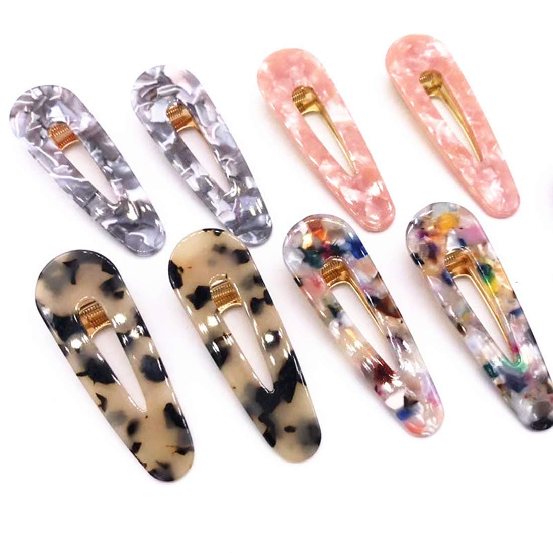 8Pcs Women Modern Hair Clips,Duckbill clips, Resin Hair Barrettes Leopard Print Side Hairpins for Styling Hairdressing for Adults and children (4 colors)