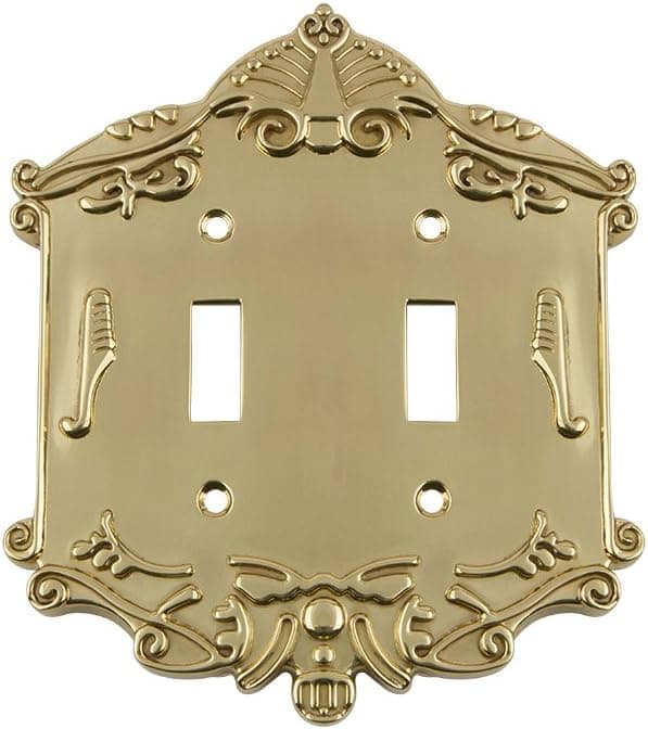 Nostalgic Warehouse 719939 Victorian Switch Plate with Double Toggle, Polished Brass