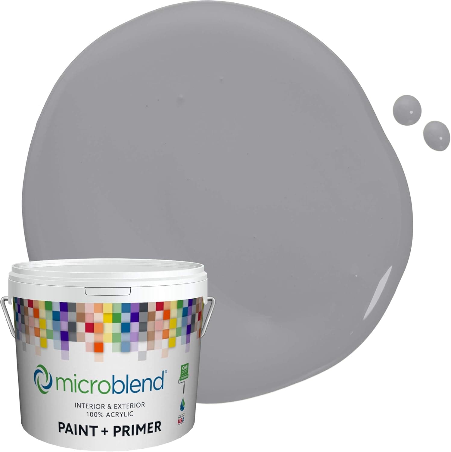 Microblend Interior Paint and Primer - Gray/Cottage Square, Flat Sheen, 1 Gallon, Premium Quality, High Hide, Low VOC, Washable, Microblend Neutrals Family