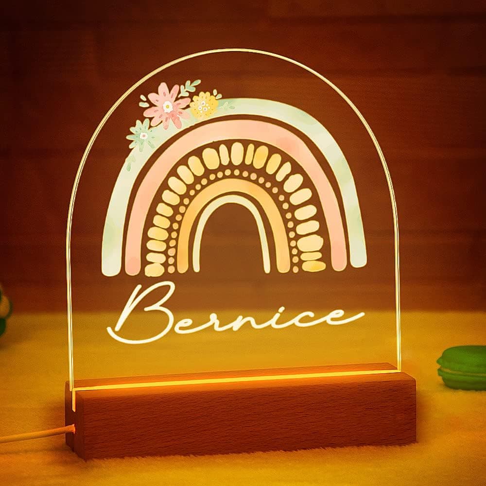 Soview Personalized Name Night Light Rainbow Custom USB Acrylic 3D Light Kids Bedroom Decoration Gifts for Boys and Girls,Lights Decoration Gifts for Daughter Son