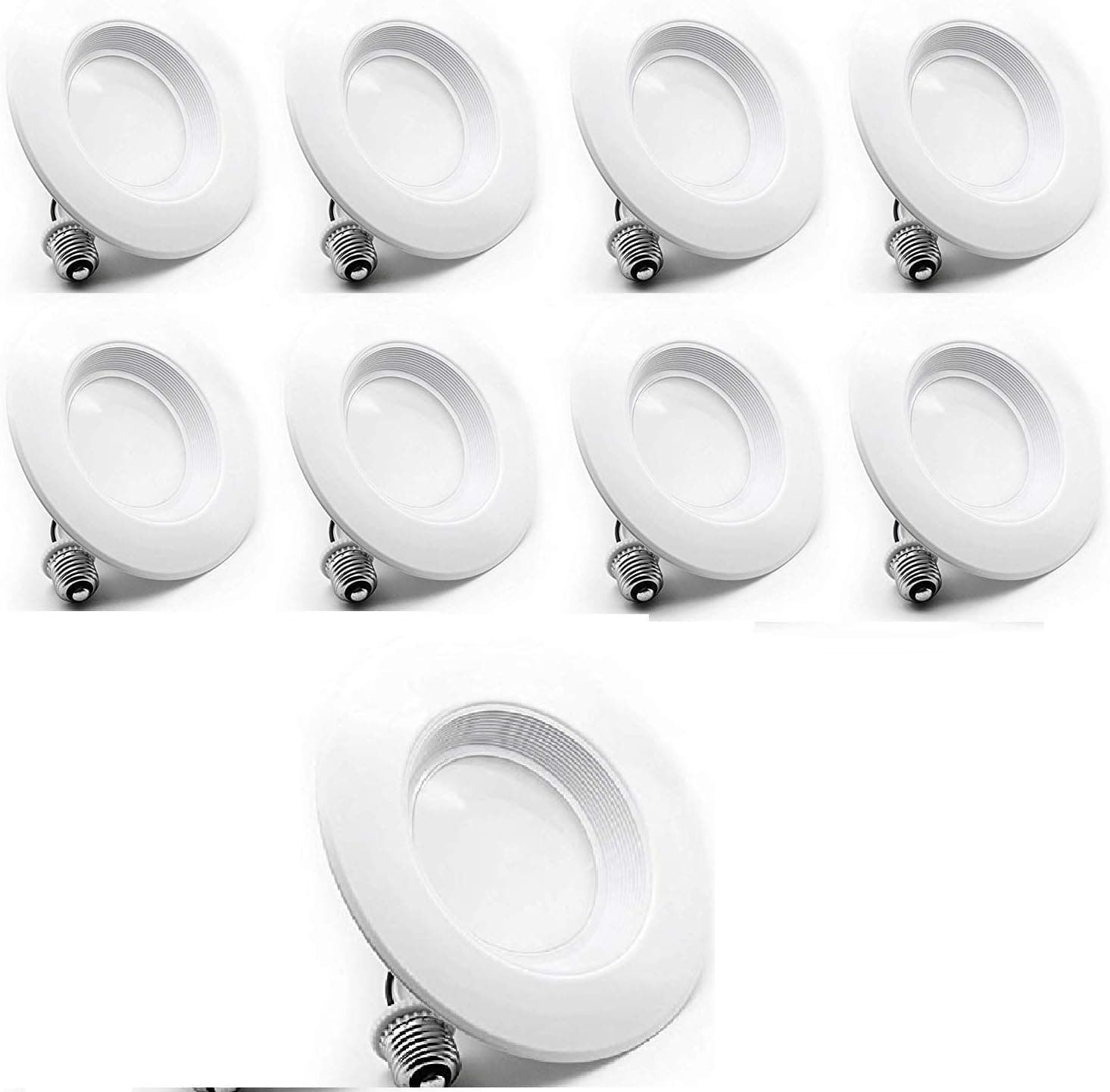 8 Pack Bioluz LED 5" / 6-inch 75 Watt Uses 12W 90 CRI Dimmable LED Retrofit Recessed Lighting Fixture Ceiling Light 840 Lumen UL Listed JA8 CEC 2016 Title 20 Baffled Trim