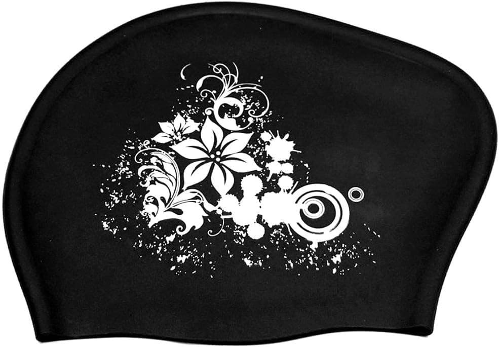 Peacoco Large Silicone Swim Cap for Women Girls Men and Adult, Swimming Cap for Long Hair,Thick Hair,Curly Hair, Dreadlocks, Ear Wrap Swim Hat Keeps Hair Dry