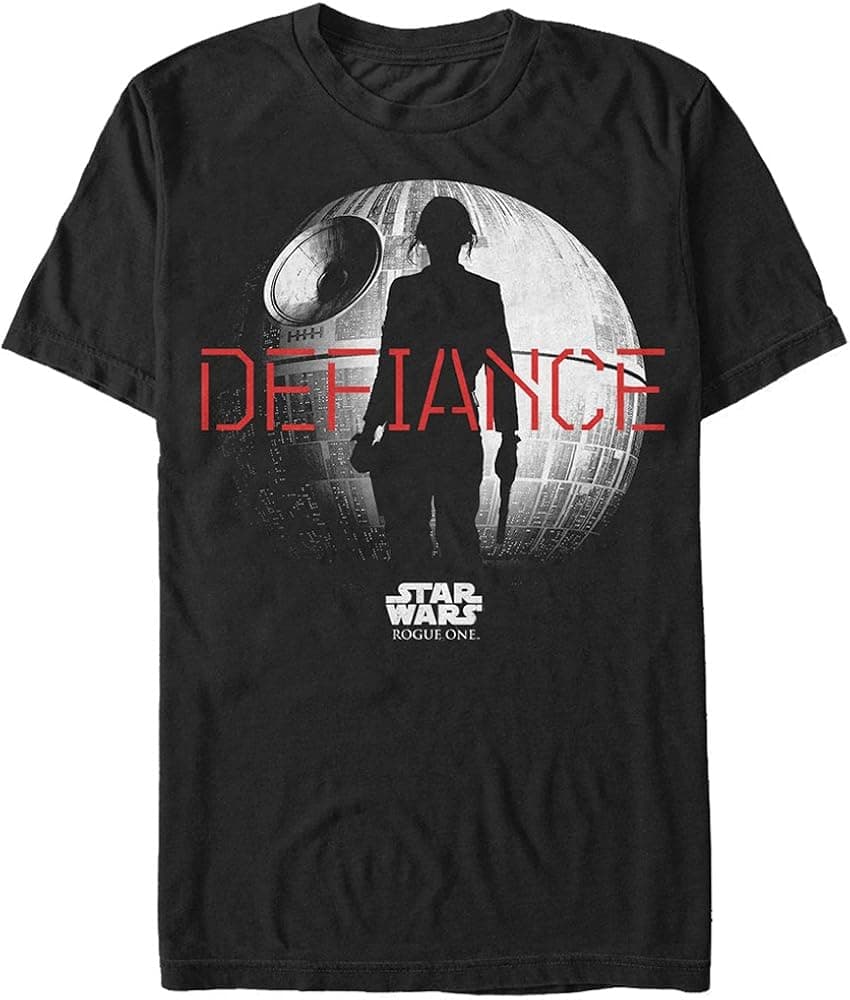 Star Wars Men's Rogue One Jyn Death Defiance Graphic T-Shirt, Black, S