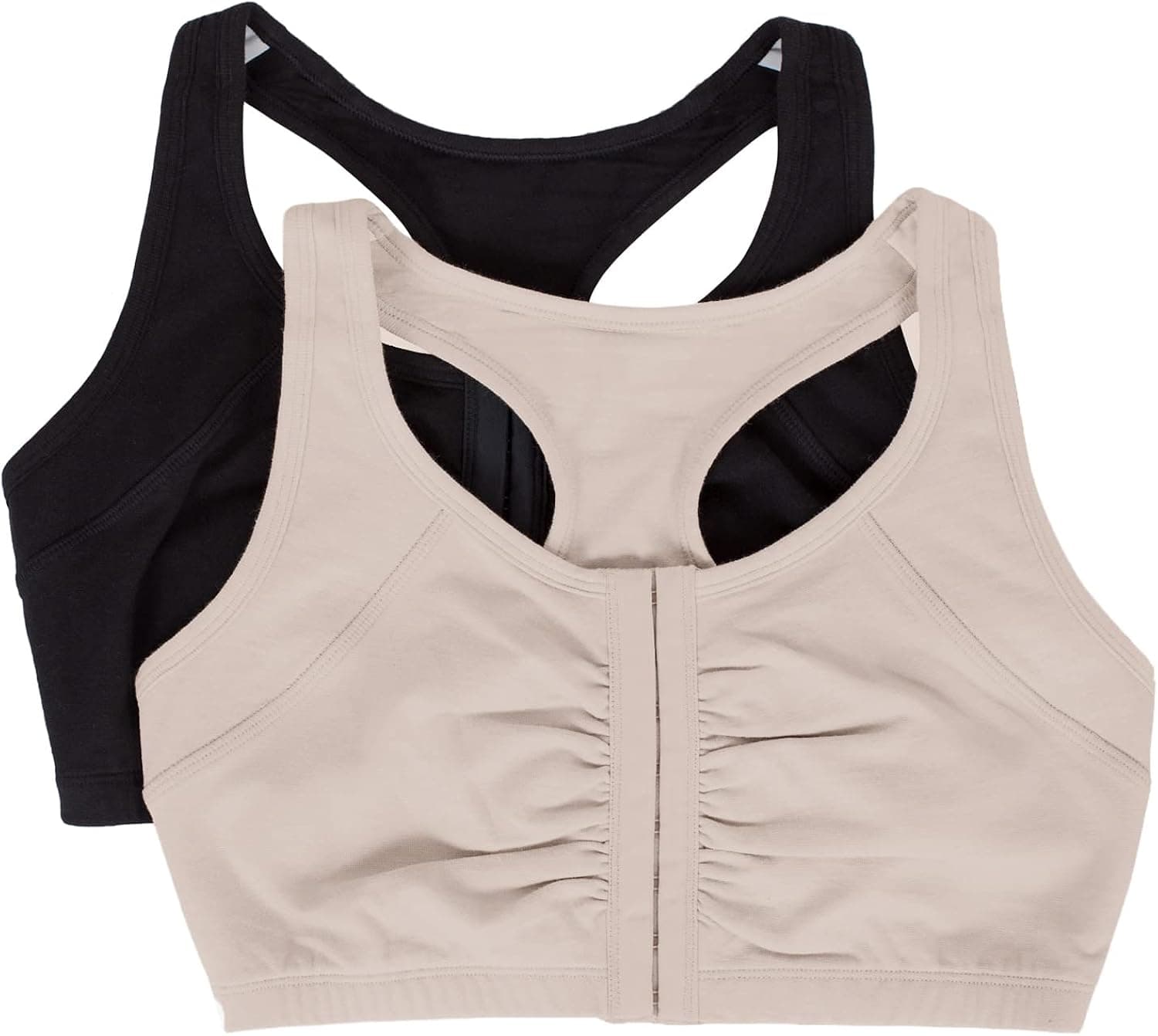Fruit of the Loom Women's Cotton Front Close Racerback Sports Bra 2 Pack