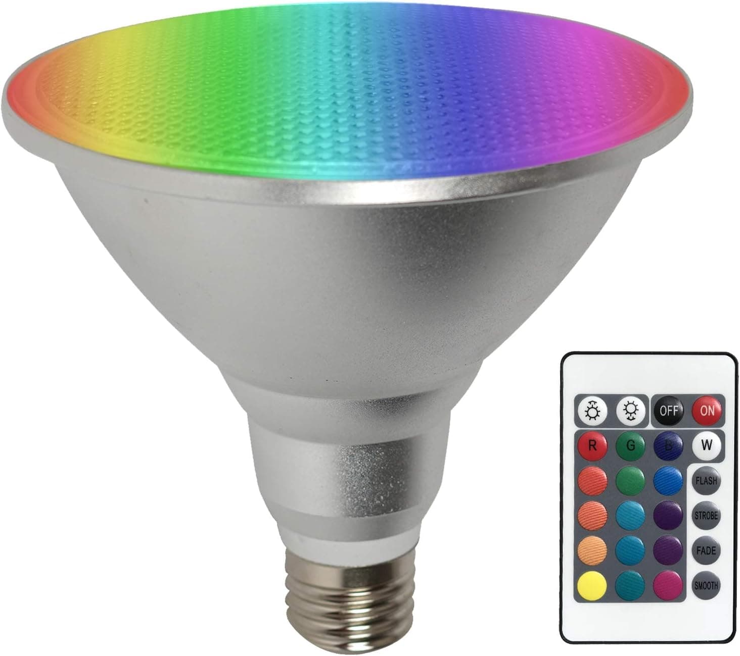 PAR38 LED Light Bulb,30W RGB+Warm White LED Flood Light Indoor/Outdoor,Dimmable Color Changing Spotlight with Remote Control, Waterproof Lawn Lamp for Home Courtyard Christmas Party Decoration