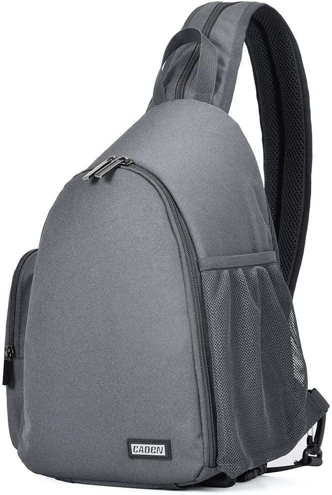 Camera Backpack, CADEN Water-Repellent Camera Sling Crossbody Backpack Bag, Dual Use Professional SLR DSLR Photo Mirrorless Case for Cameras Canon Nikon Sony Lenses Tripod Accessories (Grey)
