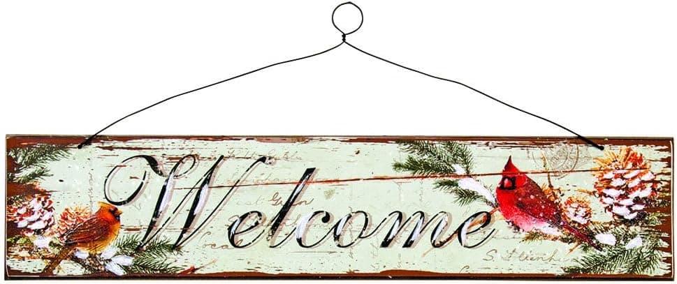 CWI Gifts Cardinal Welcome Sign (Set of 2), 15 x 3.5 x 2
