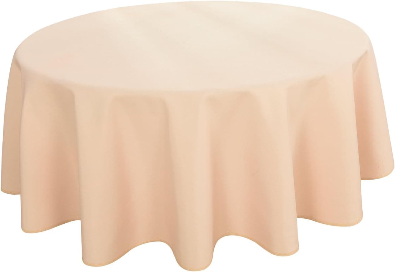 HIGHFLY Linen Round Tablecloth 60 Inch Waterproof Beige Tablecloth for Home Kitchen Dining Room
