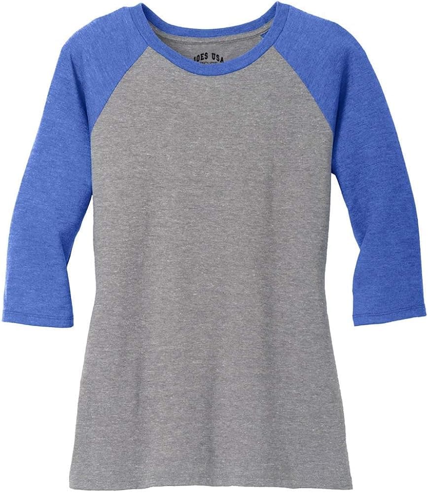 Joe's USA Ladies 3/4 Raglan Baseball T-Shirt-4XL-Royal/Grey