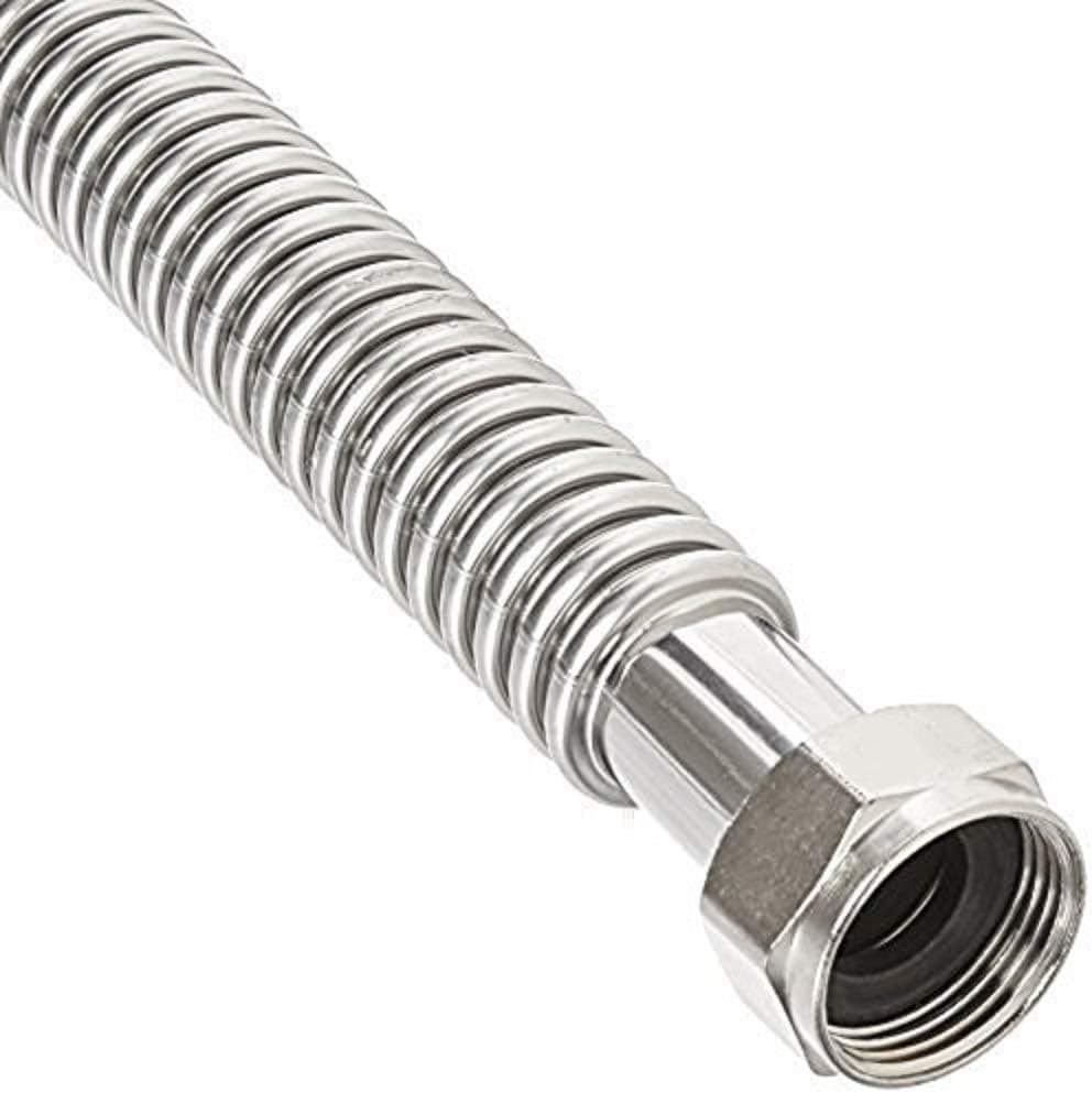 EZ-Fluid 15" Corrugated Flexible Stainless Steel Water Heater Connector Supply Line for Female Iron Water Pipes Fitting, 3/4-Inch FIP x 3/4-Inch FIP, 15-Inch (1-Pc)