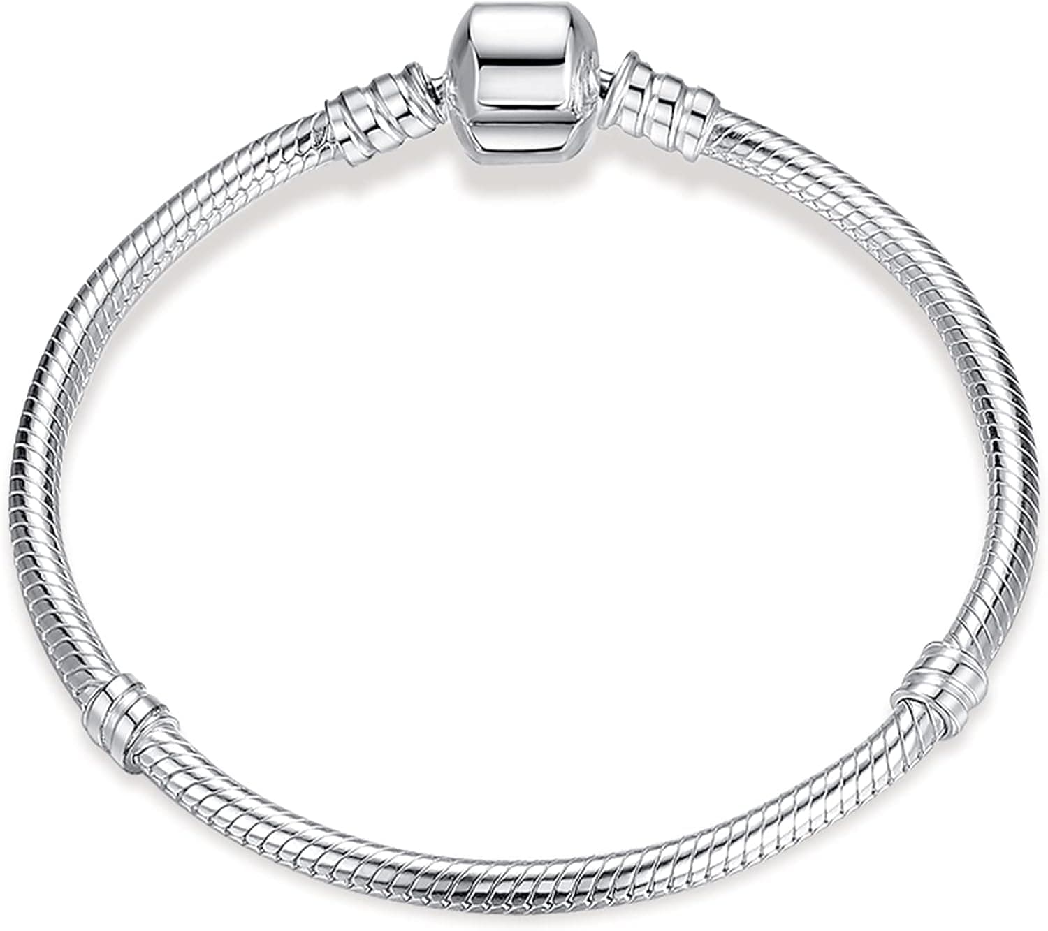 Annmors Jewelry 925 Sterling Silver Bracelet 19 Centimeters Iconic Moments Snake Chain Charm for Women Men Teen Girls, Charm Bracelet S04