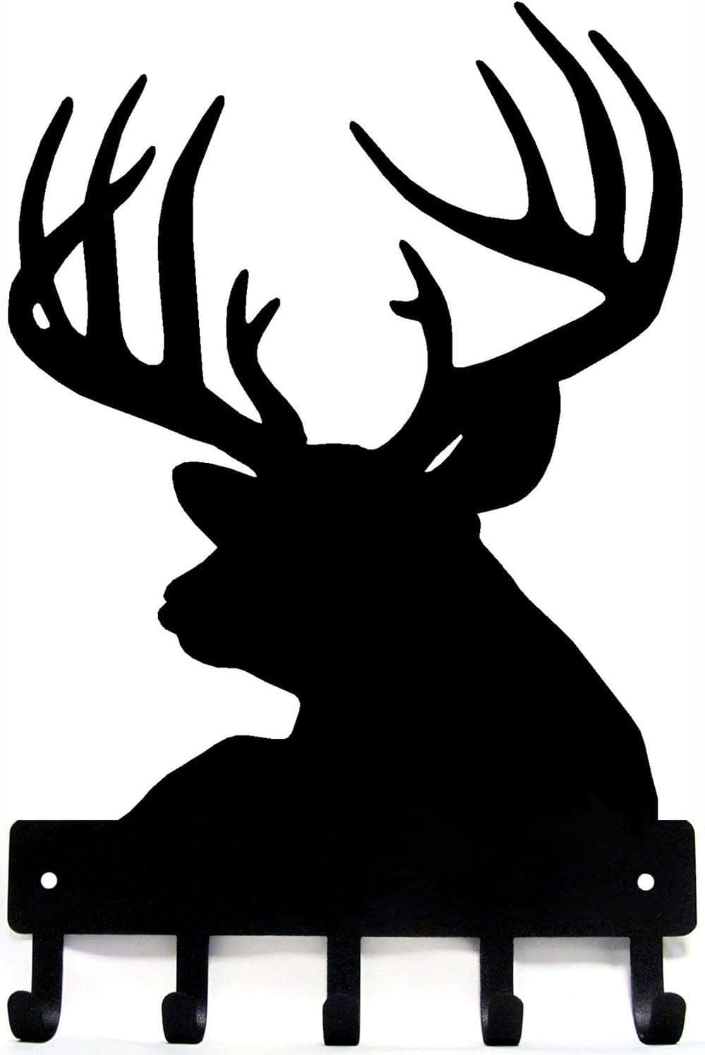 The Metal Peddler Buck Head Deer Key Rack Hanger - Large 9 inch Wide - Made in USA; Wall Mount in Office, Home Decor