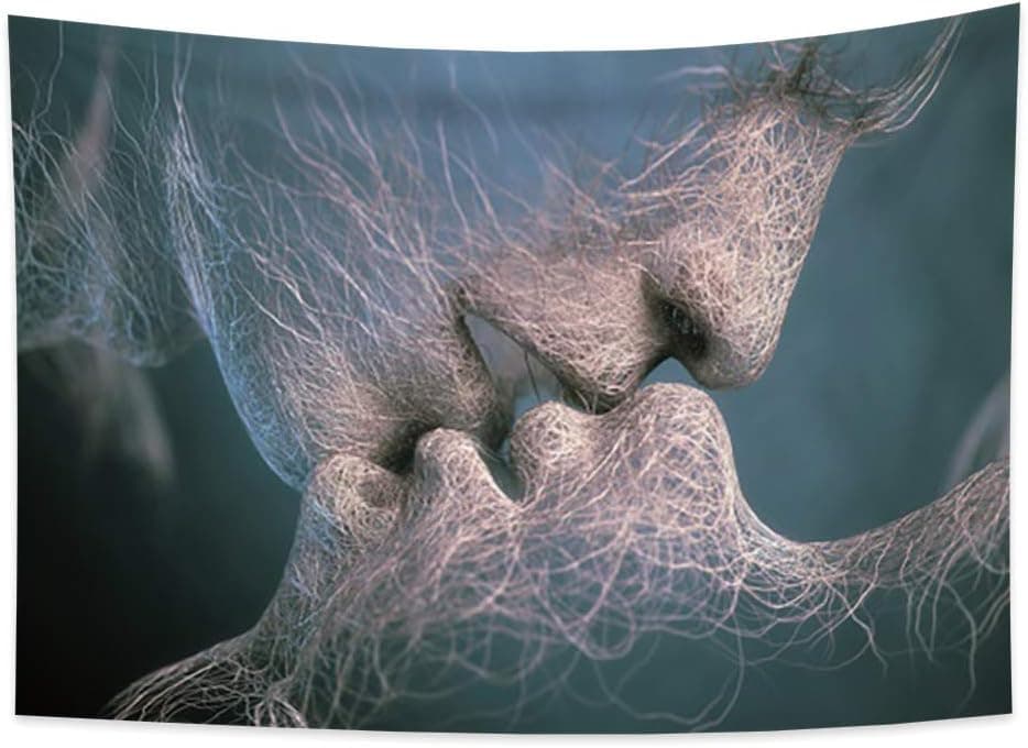 Yongto Simple Style Tapestry Wall Hanging Couple Lover Kiss Romantic Art Tapestry Abstract Tree Roots Face Tapestry Modern Fashion Style Wall Tapestry for Bedroom Living Room Dorm 70.9x63.0 inches