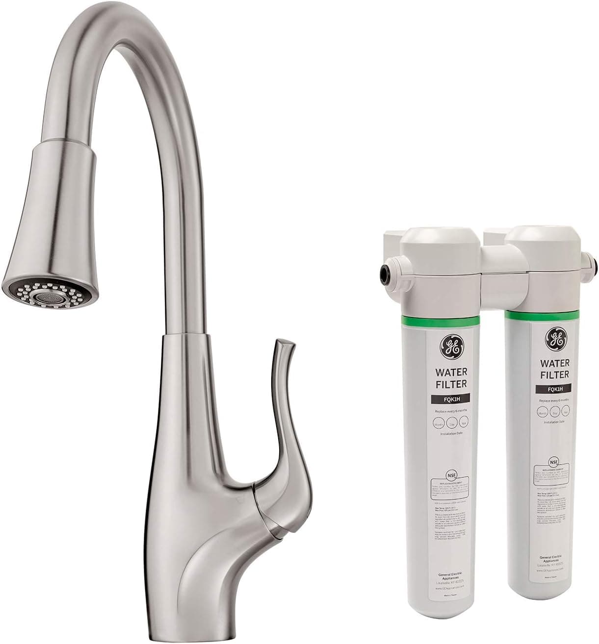 Pfister F529FCYS Clarify Xtract Pull Down Kitchen Faucet with Integrated GE Filtration System, Stainless Steel