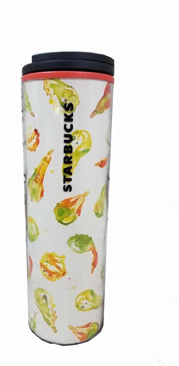 Starbucks Coffee Tumbler Drinkware with Twist Lid Pumpkin Pattern 16 Oz