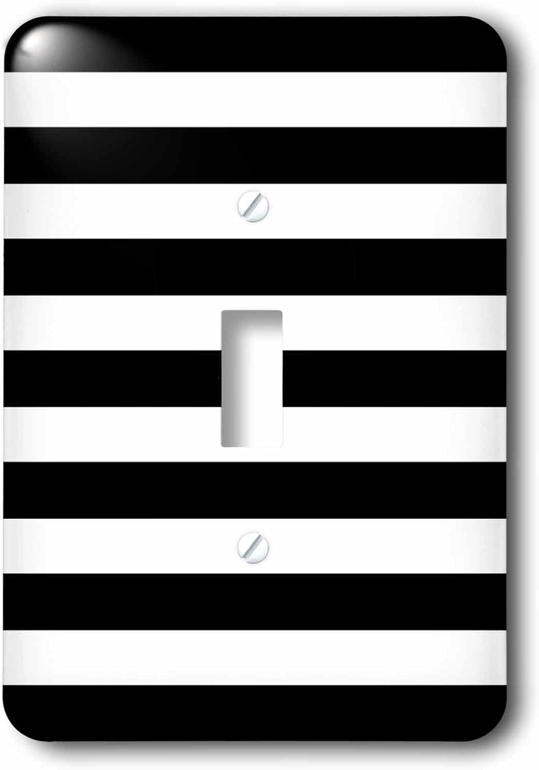 3dRose lsp_56663_1 Stylish Contemporary Black and White Pattern aka Breton Stripe Single Toggle Switch
