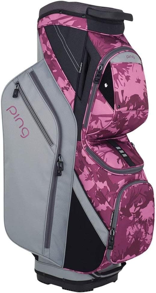 New Ping 2018 Traverse Golf Cart Bag (Silver / Magenta Bloom)