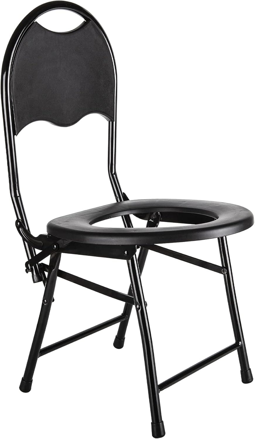 Kunida Designs Portable Camping Toilet Chair with Backrest - Folding Bedside Commode - Lightweight Foldable Outdoor Porta Potty for Adults - Stainless Steel