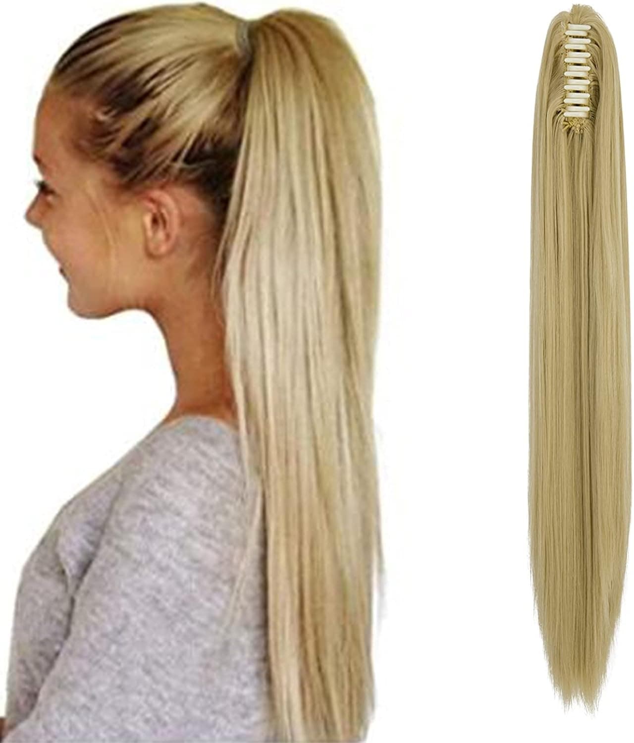 FUT Womens Claw Ponytail Clip in Hair Extensions 21 inches Long Straight Hairpiece