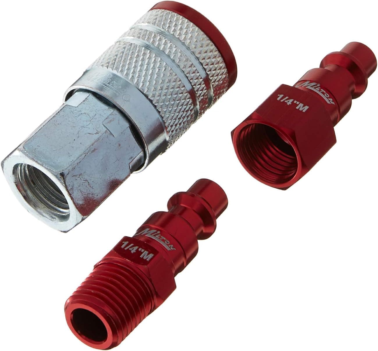 Milton "ColorFit by Milton Coupler & Plug Kit - (M-Style, Red) - 1/4"" NPT, (3-Piece)" (S-303MKIT)
