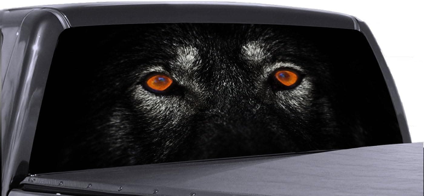 VuScapes Lone Wolf Eyes (LEE830) Rear Window Truck Graphics-Decal SUV View Thru Vinyl
