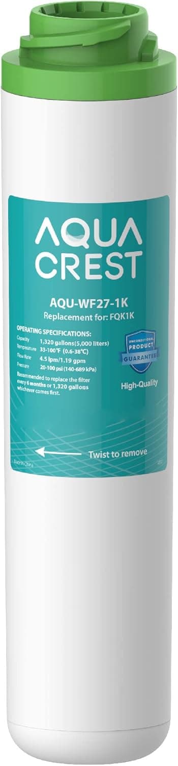 AQUA CREST FQK1K Under Sink Water Filter, 1320 Gallons, Replacement for GE FQK1K, FQK2J, GXRLQR, GXK185K and GX1S50R(Pack of 1)