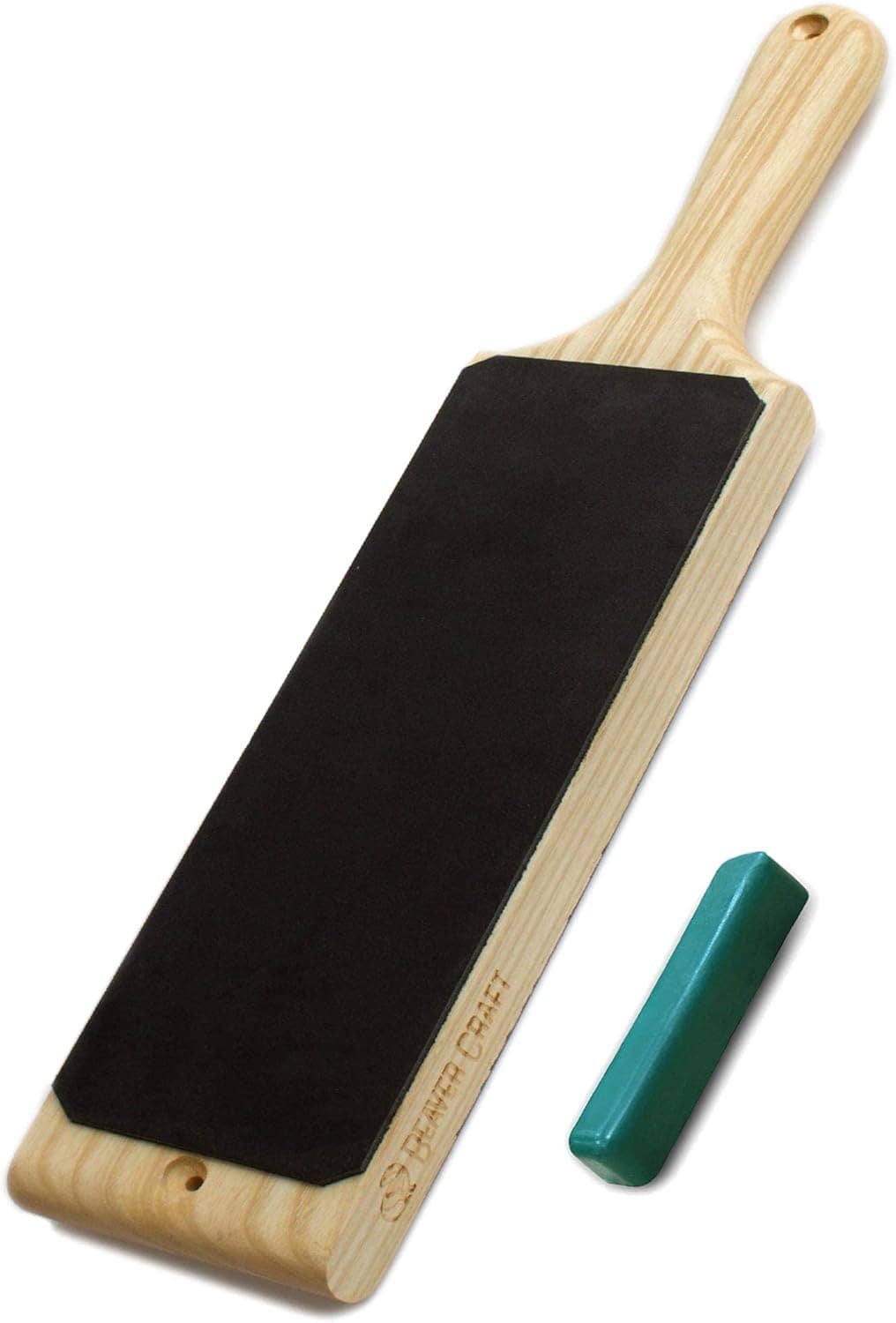 BeaverCraft Leather Paddle Strop 15 x 3 IN with Polishing Compound LS1P1 Knife Strop Leather Strops for Sharpening Knives Leather Stropping Block Honing Strop Stropping Leather Strop with Compound