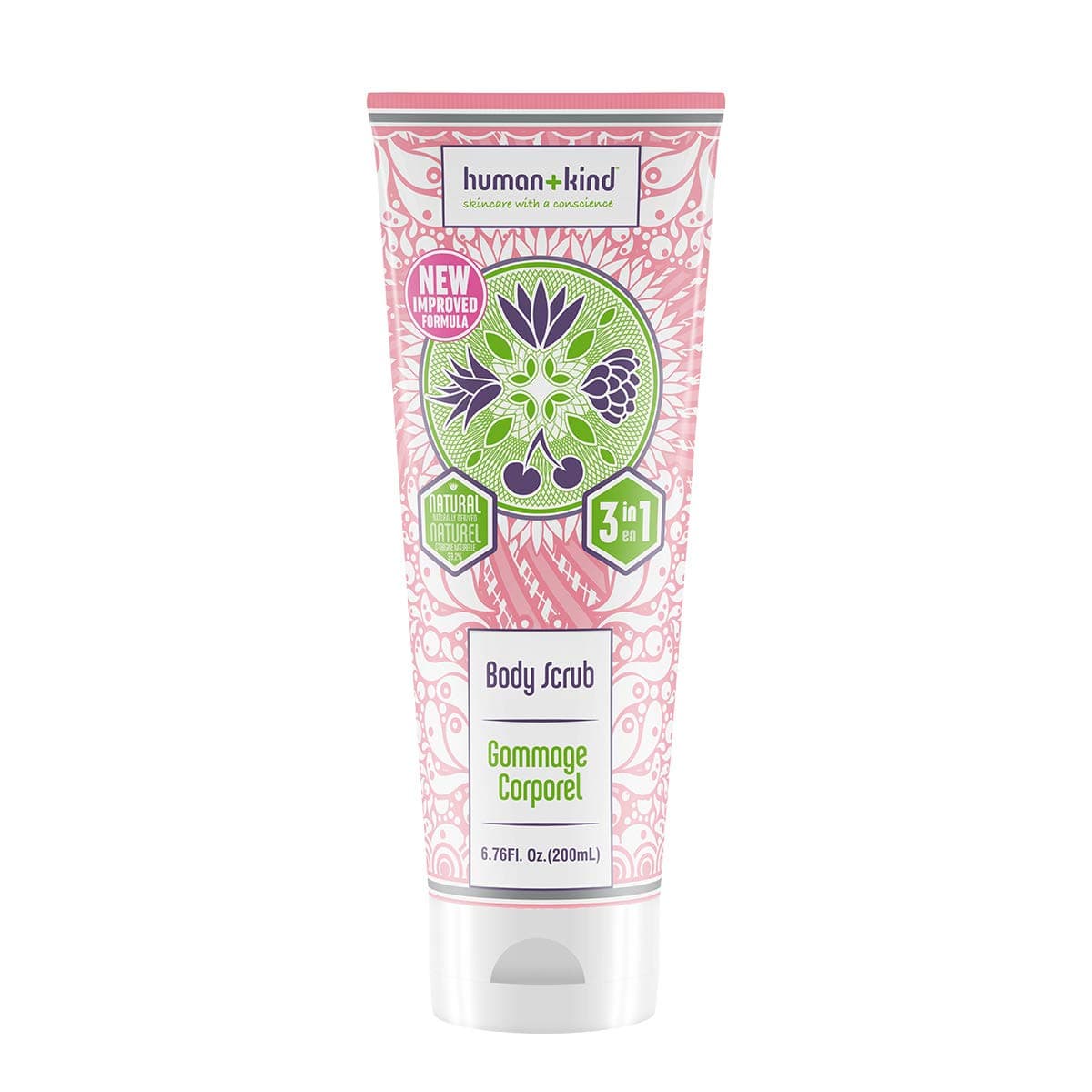 Human+Kind Body Scrub - Exfoliating, Hydrating Body Polish that Scrubs Away Dead Skin Cells - Clarifying Treatment for Soft, Smooth Skin with Bamboo Extract Beads - Vegan and Cruelty Free - 6.76 oz