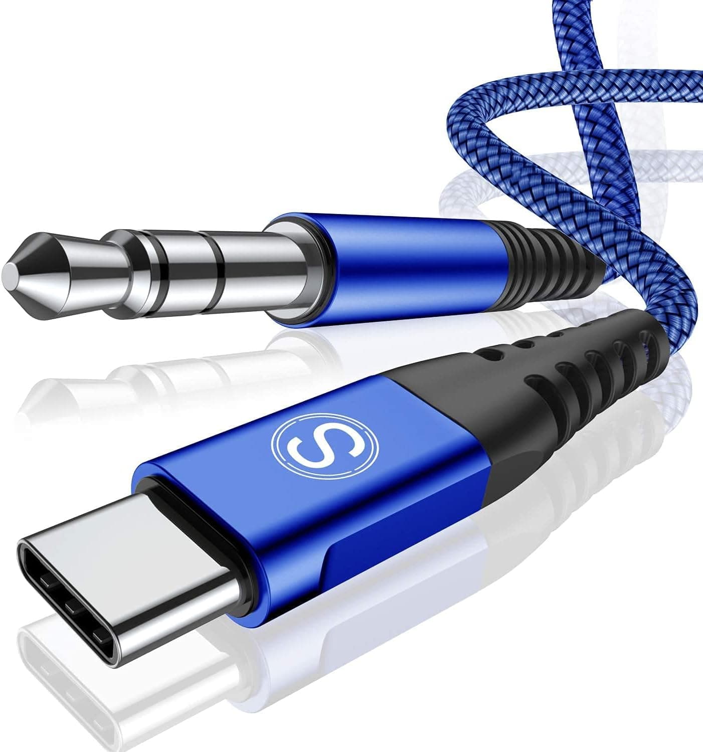 USB C to 3.5mm Audio Aux Jack Cable 4ft,Sweguard Type C Adapter to 3.5mm Headphone Car Stereo Aux Cord for Samsung Galaxy S22 Ultra S21 S20+ Note 20 10+,Google Pixel,iPad Pro&More USB-C Devices-Blue