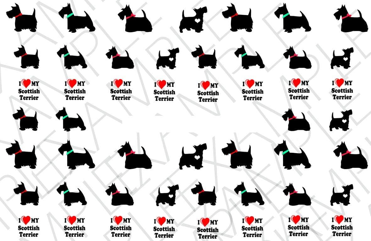 Scottish Terrier Water Nail Art Transfers Stickers Decals - Set of 50 - A1304