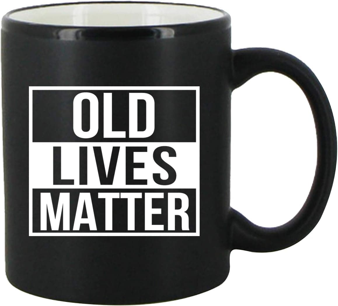 DU VINO Old Lives Matter Coffee Mug 11 oz- Funny Birthday or Retirement Gift for Elderly Senior Citizens- Gag Gift for Mom, Dad, Grandma, Grandpa- Novelty Coffee Mug for Grandparents